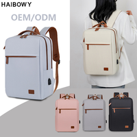 Sac à dos d'étudiant simple et personnalisé HAIBOWY, sac à dos pour ordinateur portable imperméable, léger, avec port USB, pour les voyages