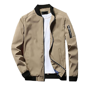 Men's <b>Slim</b> <b>Fit</b> Canvas Stand Collar Windproof Varsity <b>Jacket</b> Fashionable Casual Spring Autumn - Product Image 1