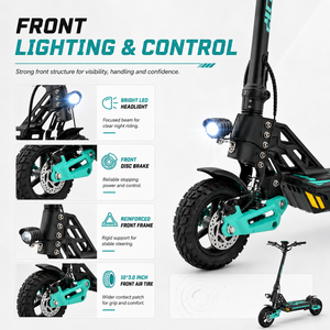 ยางรถสกู๊ตเตอร์ไร้แปรงถ่าน A10 V1 48V 800W พร้อมดิสก์เบรกหน้า/หลัง ระยะทาง 40 ไมล์ ความเร็ว 30 ไมล์ต่อชั่วโมง แอปพลิเคชัน คลังสินค้าที่เมืองนาเปิลส์ สหรัฐอเมริกา - Product Image 3