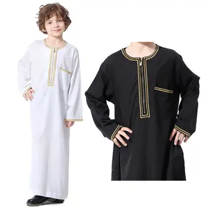 이슬람 의류 이슬람 의류 어린이 어린이 가운 화이트 카프 탄 중동 드레스 남성 사우디 아라비아 옷