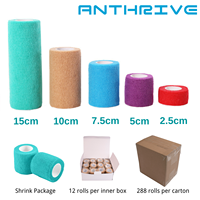 Venda Cohesiva Elástica de Algodón Autoadhesiva y Flexible sin Látex Personalizada Anthrive para Perros, Mascotas y Animales