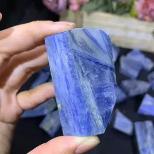 Kindfull Nature Crystal Hand Carved Kyanite Free Form Healing Stone Fengshui Blue Crystal Free Form Stone For Sale