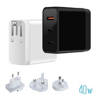 Adaptateur secteur mural multi-ports 3 ou 4 ports USB-C PD QC 3.0 GaN 40W pour téléphones Apple iPhone Samsung (compatible prises AU, EU, UK, US)
