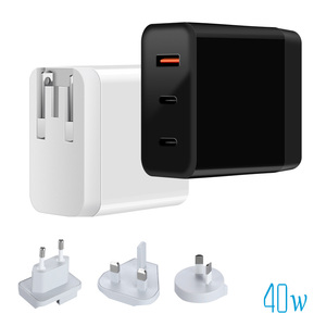 <span class=keywords><strong>Chargeur</strong></span> mural multi-ports 3 ou 4 ports <span class=keywords><strong>USB</strong></span>-<span class=keywords><strong>C</strong></span> PD QC 3.0 GaN 40W pour téléphones <span class=keywords><strong>Apple</strong></span> iPhone Samsung Huawei (compatible prises AU, EU, UK, US) - Product Image 3