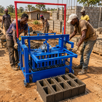 Machine Manuelle QT4-45 Haute Efficacité pour Briques en Ciment Autobloquantes, Meilleur Prix, Pondeuse Mobile de Blocs de Béton