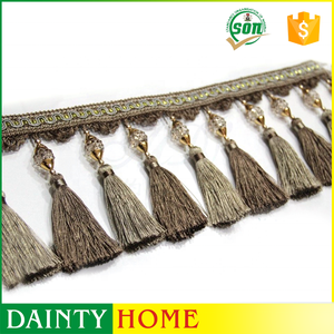 Bajo <span class=keywords><strong>precio</strong></span> <span class=keywords><strong>de</strong></span> venta al por mayor <span class=keywords><strong>de</strong></span> textiles para el hogar cortina azul decorativo franja <span class=keywords><strong>de</strong></span> la borla - Product Image 5