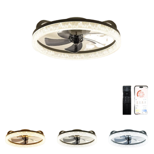 19 "tuôn ra gắn kết hiện đại felier cấu hình thấp LED quạt trần ánh sáng từ xa 6 tốc độ Bladeless thay đổi độ sáng cho phòng ngủ khách - Product Image 2