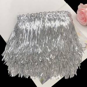 Costume de danse latine dentelle pailletée tissu bricolage vêtement embellissement Bikini couture <span class=keywords><strong>rideau</strong></span> robe ourlet gland <span class=keywords><strong>frange</strong></span> dentelle garnitures - Product Image 4