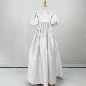 Vestidos de Niña de las Flores para Boda, Personalizados, de Satén, Largos hasta el Suelo, Estilo Línea A, Elegantes, Sencillos, para <span class=keywords><strong>Primera</strong></span> Comunión, Banquete o Baile - Product Image 4