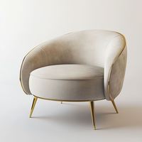Fauteuil de détente moderne en velours avec boucle dorée pour salon, chambre, bureau à domicile, salle à manger, villa, extérieur et hôtel