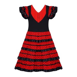 Donne adulte spagnole con maniche arricciato a punti a strati abito da Flamenco latino abiti da ballo TRAD-005 - Product Image 1