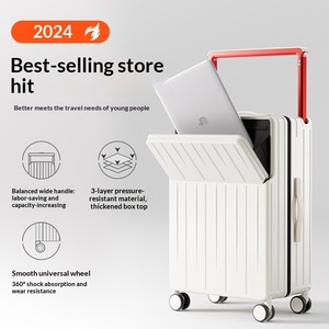 Valise à roulettes 2025 de style nouveau, ouverture frontale, serrure, poignée télescopique large, roues multidirectionnelles silencieuses, porte-gobelet pour bagage cabine - Product Image 4