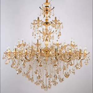 Europa Iluminación Sala de estar Hotel Vestíbulo Lujo Oro Vela Led Bombillas K9 Candelabros de cristal - Product Image 5