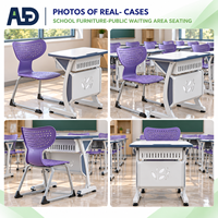 Ensemble bureau et chaise individuels pour étudiant, avec étagère à livres et décoration florale, mobilier scolaire ergonomique pour la formation