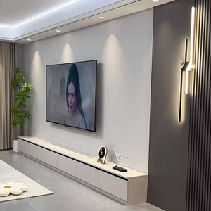 Soporte de TV blanco moderno para sala de estar y oficina en casa, diseño contemporáneo minimalista, madera de mango macizo, cristal, dormitorio, cocina, comedor - Product Image 6