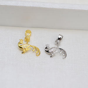 Pendentif en argent 925 fait main avec perle baroque, collier en perle anormale en forme de phénix, support vide pour bijoux féminins, composants - Product Image 4