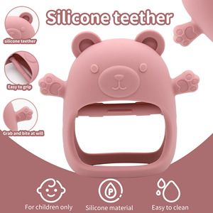 Mordedor de silicona de grado alimenticio para bebés, bonitos guantes de oso de goma, juguete anticomida ligero, palo de molienda calmante para manos para <span class=keywords><strong>Amazon</strong></span> exclusivo - Product Image 6