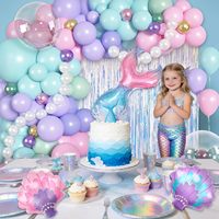 Kit d'arche de guirlande de ballons en forme de sirène, 142 pièces, ballons en aluminium brillants, couleurs pastel, franges coquillages, pour anniversaire, baby shower, thème océan