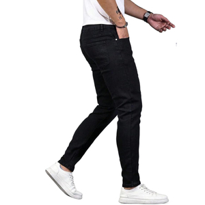 Personalizzabile da <span class=keywords><strong>uomo</strong></span> <span class=keywords><strong>Super</strong></span> Stretch classico semplice nero <span class=keywords><strong>Jeans</strong></span> <span class=keywords><strong>Skinny</strong></span> originale in Denim ricamo rivetto traspirante per l'inverno - Product Image 4