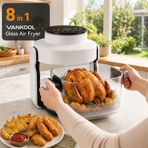 Friteuse à air chaud 8-en-1 portable avec fenêtre en verre, four de cuisson non toxique avec bol en verre et panier réversible en acier inoxydable, 1800W, certifiée ETL - Product Image 1