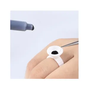 Disposable Plastic 100 PCS/Bag Ring Cup Glass Crystal Lash Extension Glue Ring Customized LOGO Eyelash Glue Holder