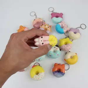 Animal mignon ours coloré canard <span class=keywords><strong>chat</strong></span> renard lapin donuts porte-clés ensembles mousse spongieuse <span class=keywords><strong>anti</strong></span>-<span class=keywords><strong>stress</strong></span> balle jouet - Product Image 4