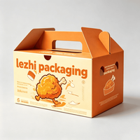Boîtes en carton personnalisées pour hamburgers, frites, poulet et sushis avec poignée et doublure, emballages jetables pour la restauration rapide à emporter