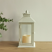 Lanterne à bougie en métal blanc en gros, style vintage, pour décoration de table de mariage ou de maison