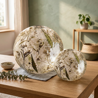 Boule de cristal florale en résine transparente avec feuilles incrustées, décoration Feng Shui, souvenir, décoration d'intérieur pour salon, table de mariage