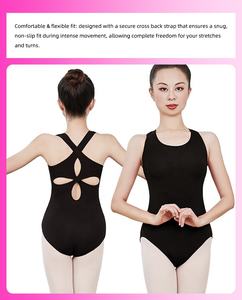 Maillot <span class=keywords><strong>de</strong></span> <span class=keywords><strong>Ballet</strong></span> para Mujer MiDee, Camisola con Espalda Descubierta en Forma <span class=keywords><strong>de</strong></span> Trébol y Tirantes Cruzados para Actuaciones y Entrenamiento - Product Image 3