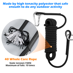 10m màu đen bền 10mm Nylon khẩn cấp cứu hộ leo dây không thấm nước cho an toàn ngoài trời Cắm Trại Đi Bộ Đường Dài chèo thuyền Carabiner - Product Image 4