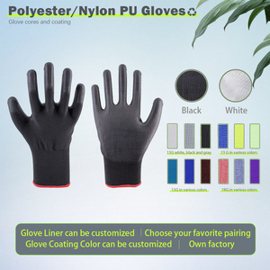 Mỏng 13G Màu Đen Polyester PU Kết Thúc Tráng Găng Tay Xây Dựng Làm Việc Găng Tay Mục Đích Chung Găng Tay An Toàn - Product Image 6