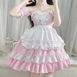 Yi Xiaoyi Vestido de Anime Lolita para Mujer, Disfraz de Cosplay Adulto Rosa y Blanco con Volantes, Hecho en Origen Transfronterizo - Product Image 1