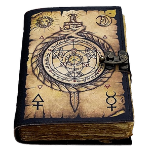 Diario de Cuero Ouroboros Transmutation, Libro de Hechizos de Alquimia, Libro de Sombras, Mini Cuaderno de Dibujo Ecológico en Blanco para Viajes, Regalo - Product Image 1