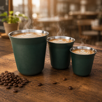Tasse à café isotherme à double paroi résistante à la chaleur 80ML 160ML 240ML 3oz 6oz 8OZ en acier inoxydable 304 avec logo