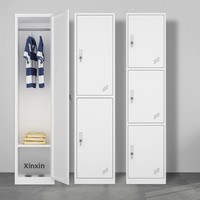 Armoire de rangement en acier à 4 portes pour employé, avec serrure et fermeture à pousser-tirer, style moderne et simple, petite taille