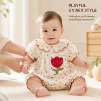 Nouvelle Arrivée 2026 Vêtements pour Bébé Nouveau-né Style Princesse à Pois Col à Revers Été Combinaison Courte Mignonne