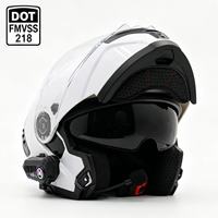 Helm Motor Flip Up Putih dengan Cangkang ABS dan Lapisan Busa, Opsional LED, Bersertifikasi DOT, Logo Custom
