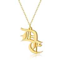 Vintage Ancien Anglais Lettres Doubles Pendentif Bijoux Collier Pour Les Femmes D'or Personnalisée Toute 26 Lettre Initiale Couple Colliers