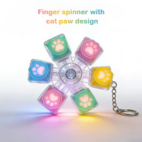Porte-clés Fidget Spinner Patte de Chat 5 Touches, Boutons de Clavier Lumineux à Pression, Jouet Anti-Stress pour Décoration de Sac et de Clés