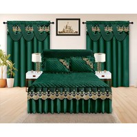 Juego de Ropa de Cama para Boda de 12 Piezas, con Falda de Cama Bordada, Funda Nórdica, Edredón, Fundas de Almohada, Cortinas, Alfombra, Antifaz para Dormir, Personalizado