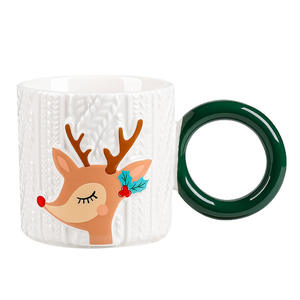 Tasses à petit-déjeuner en céramique pour cadeau de Noël, tasses à café et à eau personnalisées avec poignées - Product Image 2