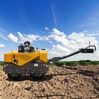 Compacteur de sol à double tambour, mini-rouleau compresseur portatif pour travaux de construction