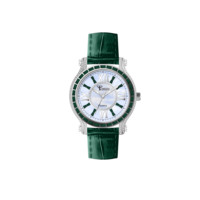 Montre pour femme Aurora Gemstone Radiant, mouvement quartz Seiko, design tendance, boîtier en alliage de zinc, bracelet en cuir MOP, verre cristal, étanche