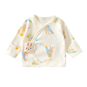 Camiseta de bebé de algodón puro con espalda media cubierta, 0-3 meses, primavera-otoño, estilo túnica, unisex, tejida - Product Image 5