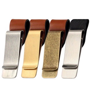 Nhà Máy Tùy Chỉnh Kim Loại Tiền Mặt Clip U-Hình Dạng Cơ Sở Trống Với Da Bọc Vàng Bạc Brass Mạ Bán Buôn Ví Thay Thế - Product Image 1