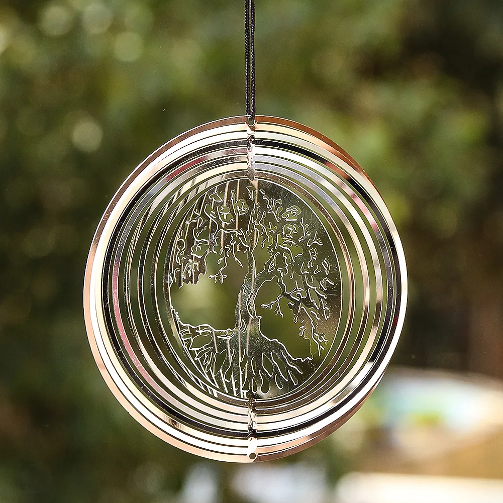 15CM Tree of Life stainless steel rotating wind chimes Home decor Balcony garden decor