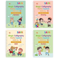 Libro de trabajo de dibujo de escritura reutilizable para niños, cuaderno de práctica de tinta mágica para escritura a mano de caligrafía en inglés preescolar