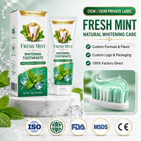 Dentifrice blanchissant à la menthe fraîche, formule personnalisée, OEM ODM, marque privée, nettoyage en profondeur, haleine fraîche, soins bucco-dentaires, vente en gros, fournisseur d'usine