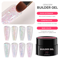 Kit de Construction d'Ongles en Gel UV Scintillant Écologique et Non Toxique pour Designer DIY avec Lampe LED/UV 50ml, Gel Dur OEM Sans Chaleur et Sans HEMA